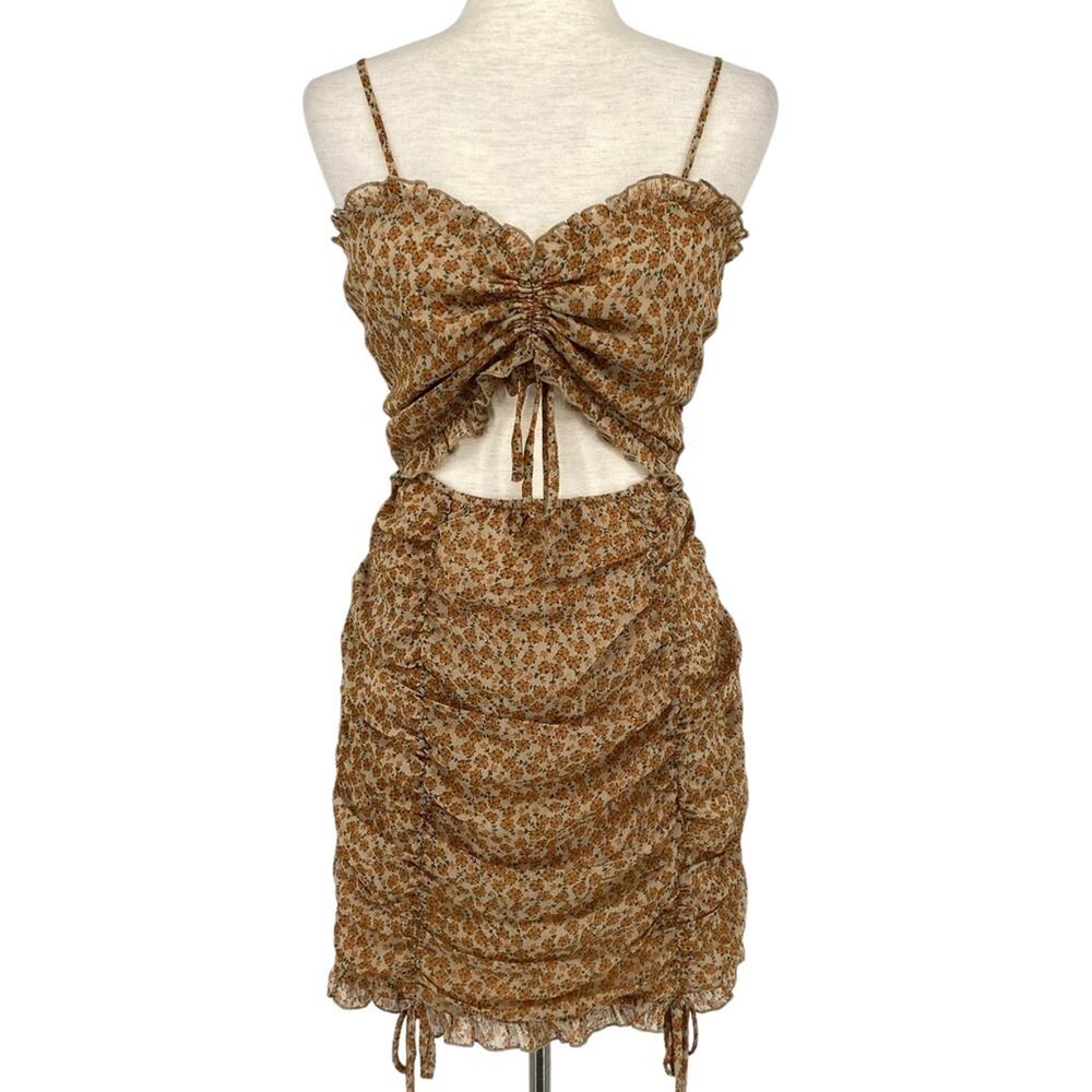 ILLA ILLA Micro Floral Cut Out Cinched Mini Dress Size Large Cottagecore